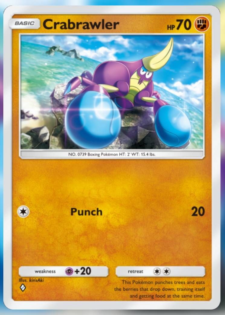 The Crabrawler card, from Celestial Guardians in Pokemon TCG Pocket.