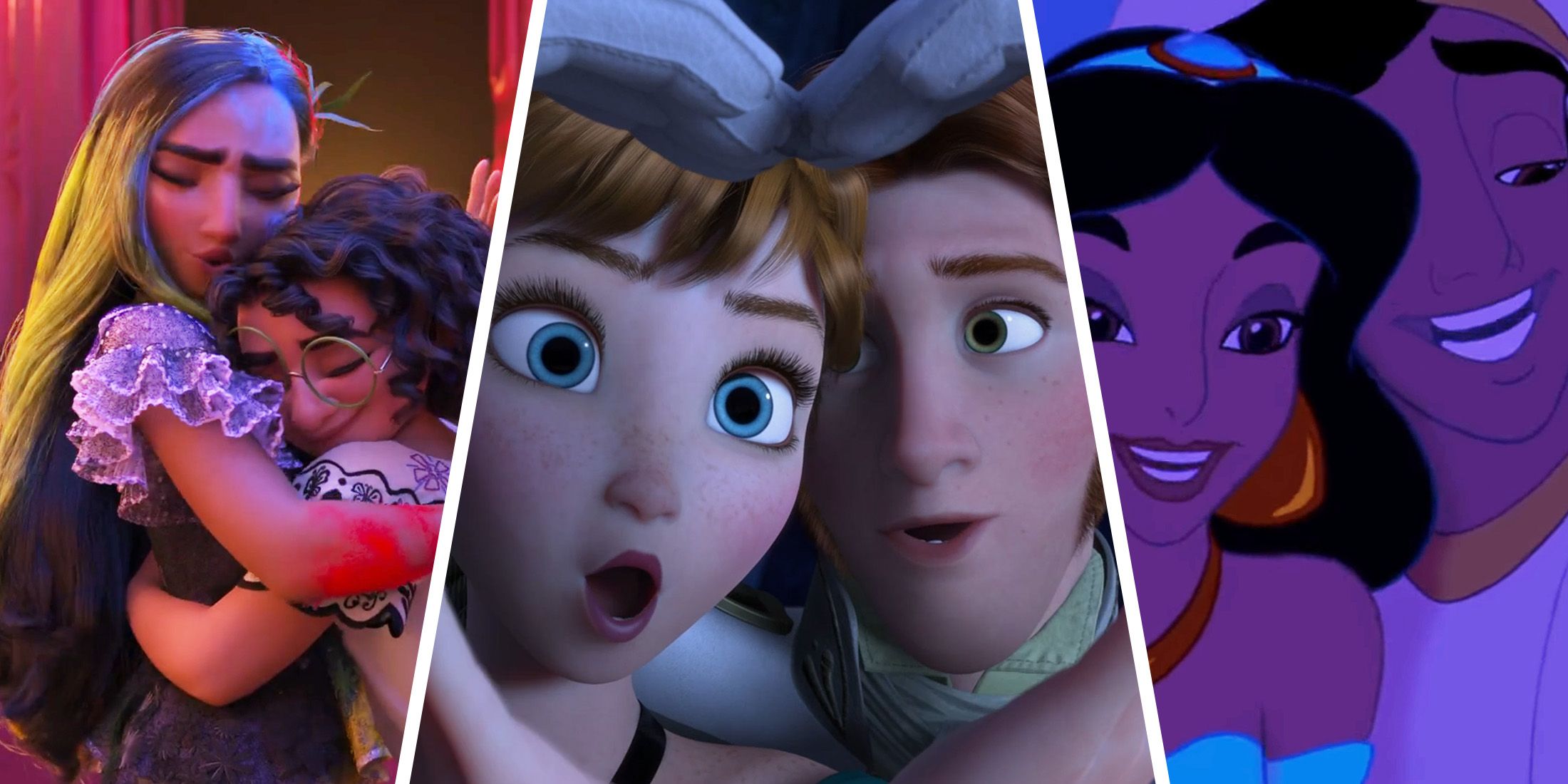 Duet scenes from Encanto, Frozen and Aladdin.