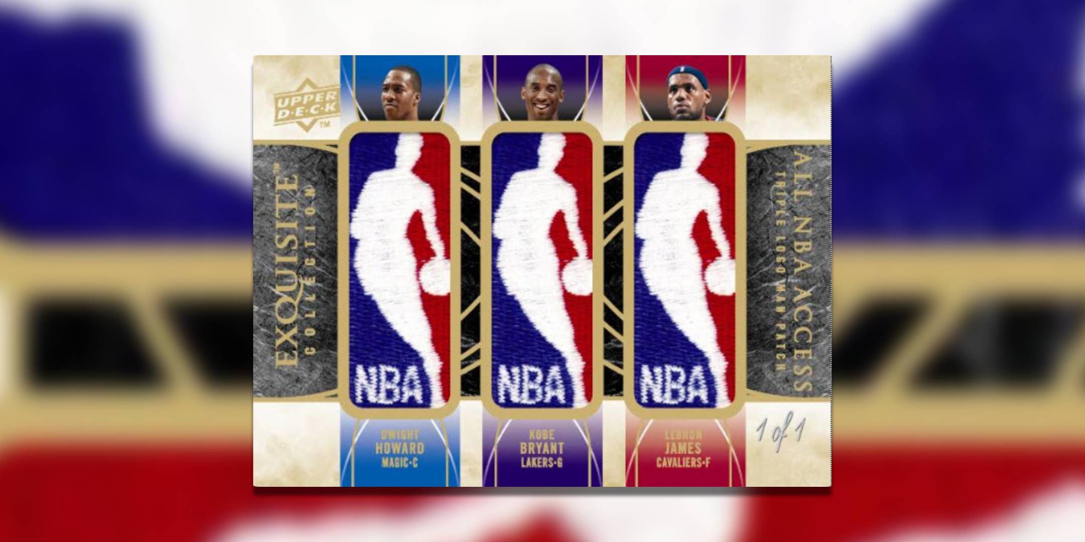 Dwight Howard, Libron James, and Cobby Brights appear on the basketball card above their embroidered patch.