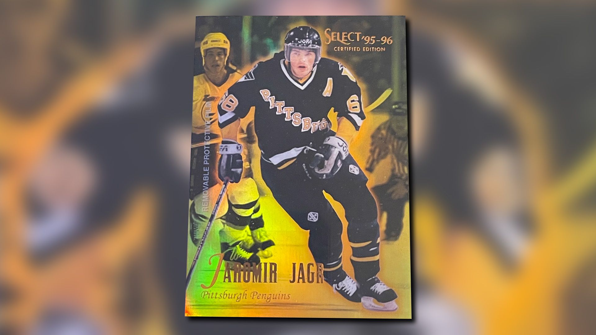 Jaromir Jagr [Mirror Gold] #38 hockey card from 1995 Select Certified set.