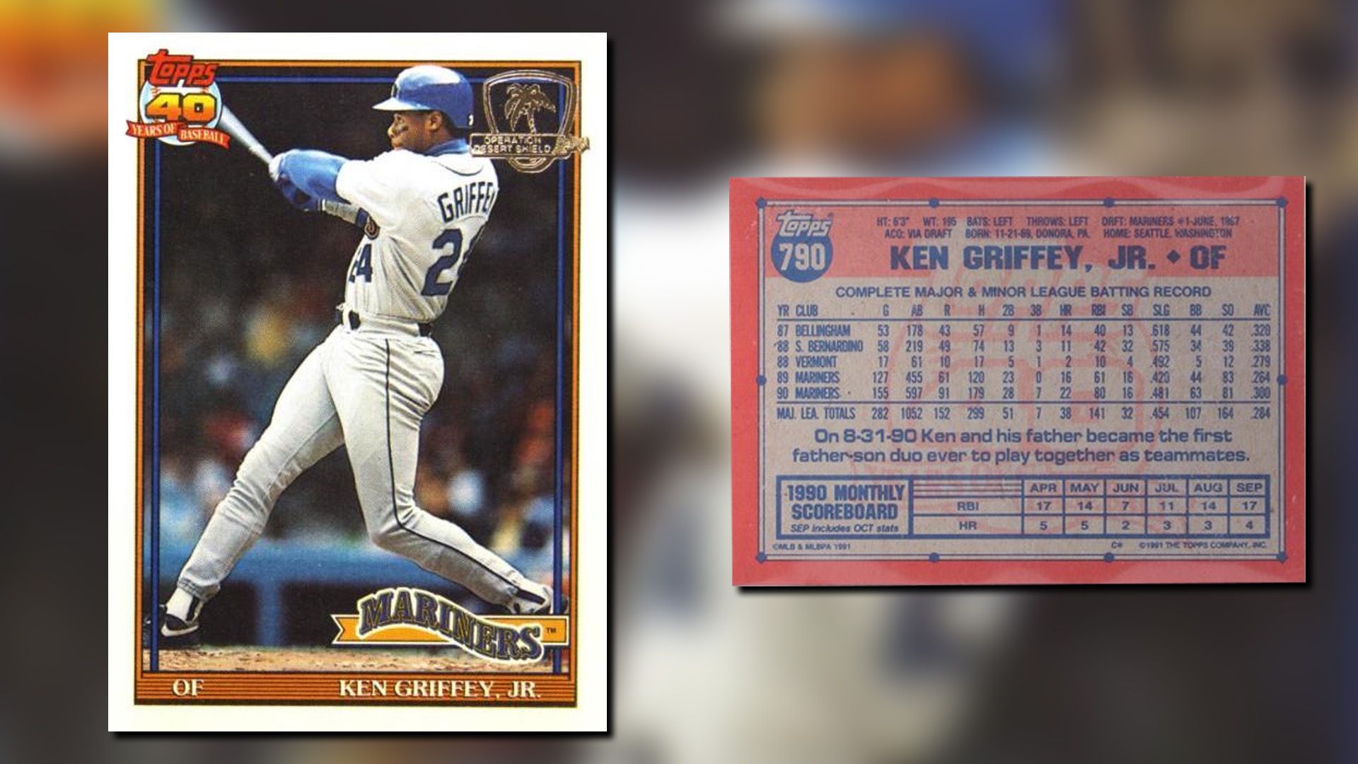 کارت #790 کن گریفی جونیور از سال 1991 Topps Desert Shield.
