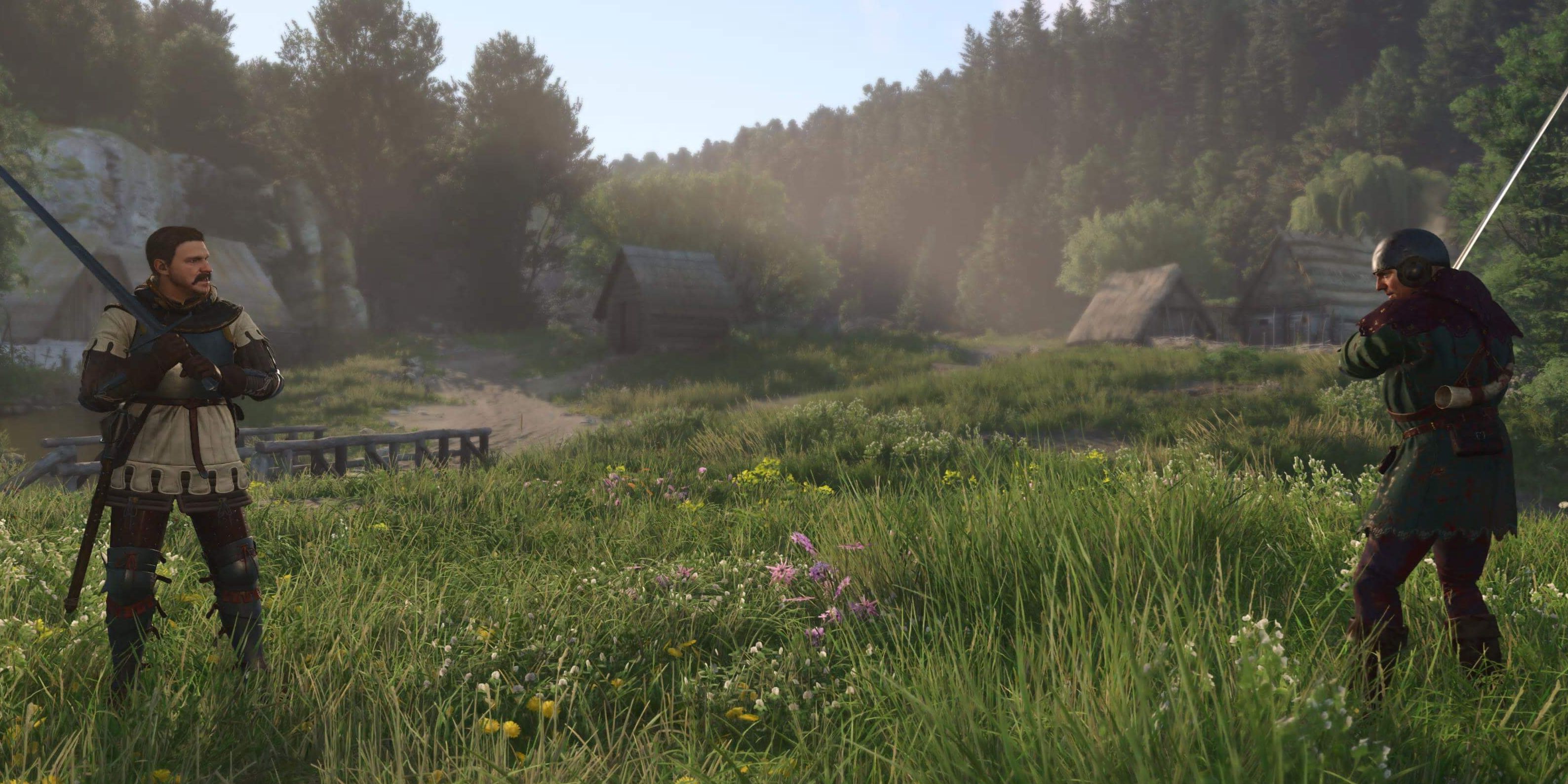 Kingdom Come: Deliverance 2 - Two soldiers with training host who start practicing.