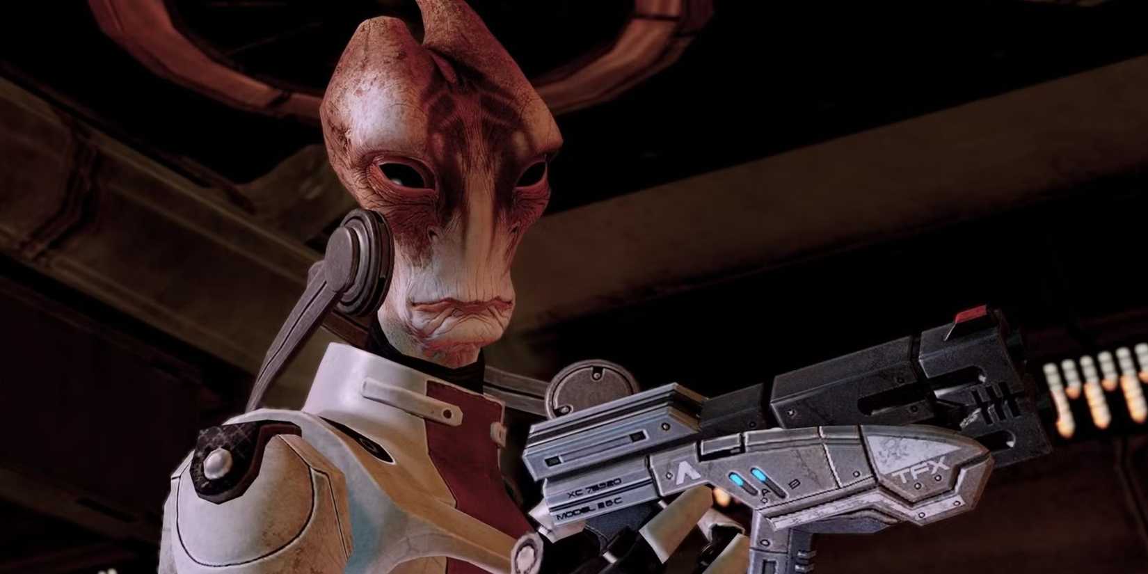 Mass Effect 2 Mordin Pointing Gun
