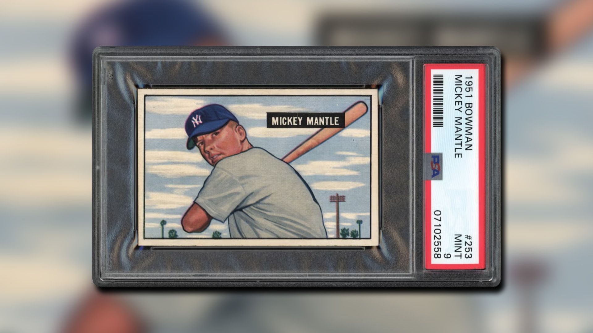Mickey Mantle #253 from 1951 Bowman set.