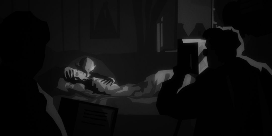 Nosferatu drinks a woman&rsquo;s blood while being filmed.