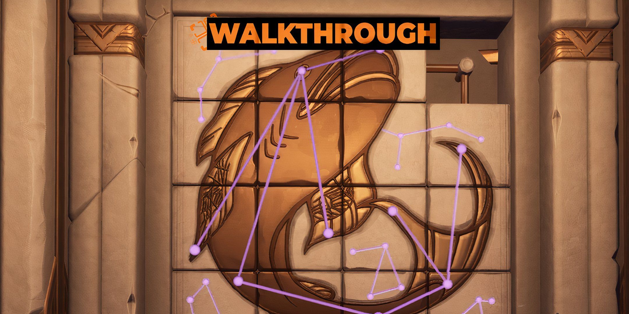 Giant fish puzzle solution with walkthrough written over it.