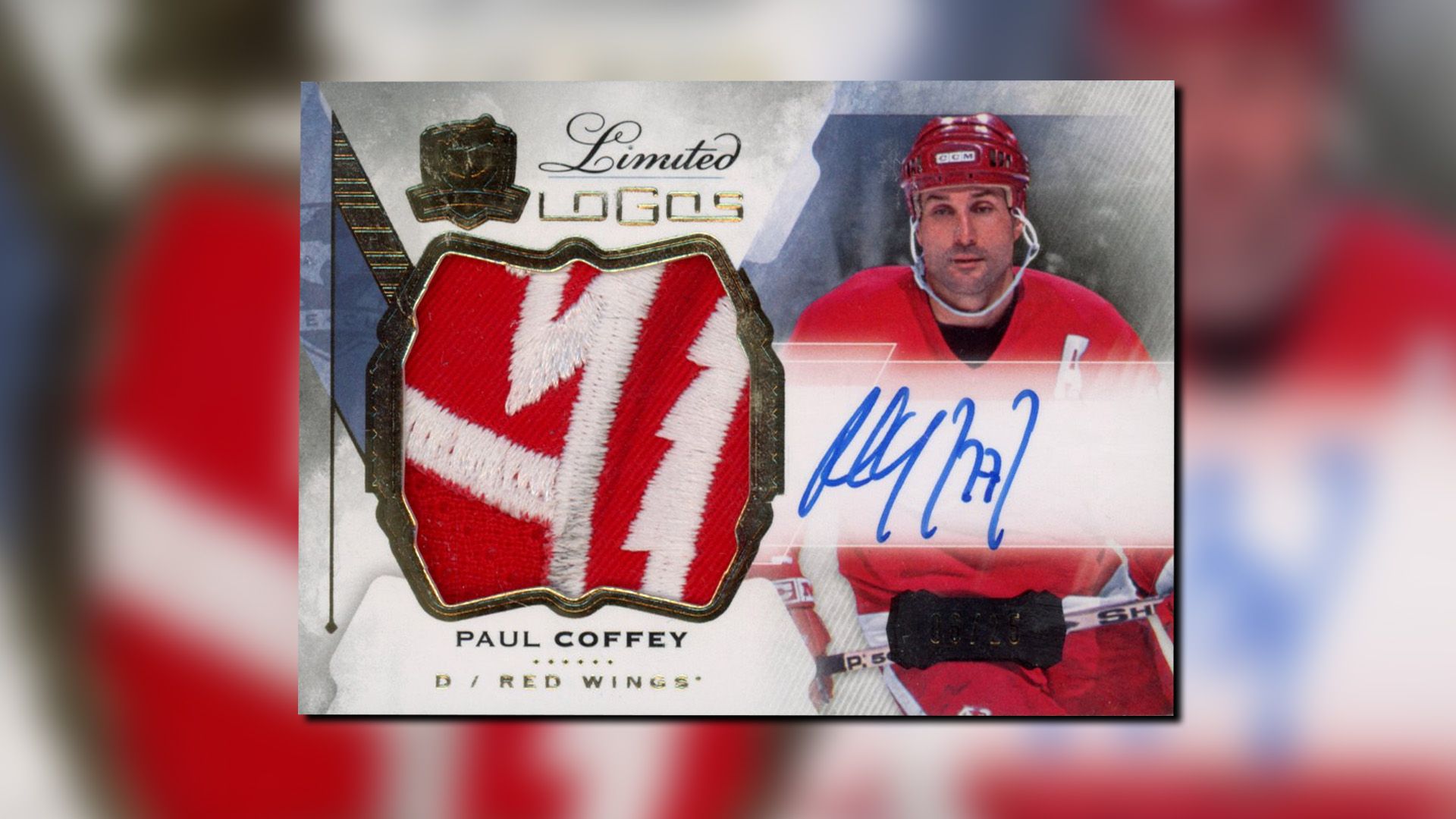 کارت Paul Coffey از 2015 Deck Upper Deck The Cup Logos Logos Lomited Autographed Patch