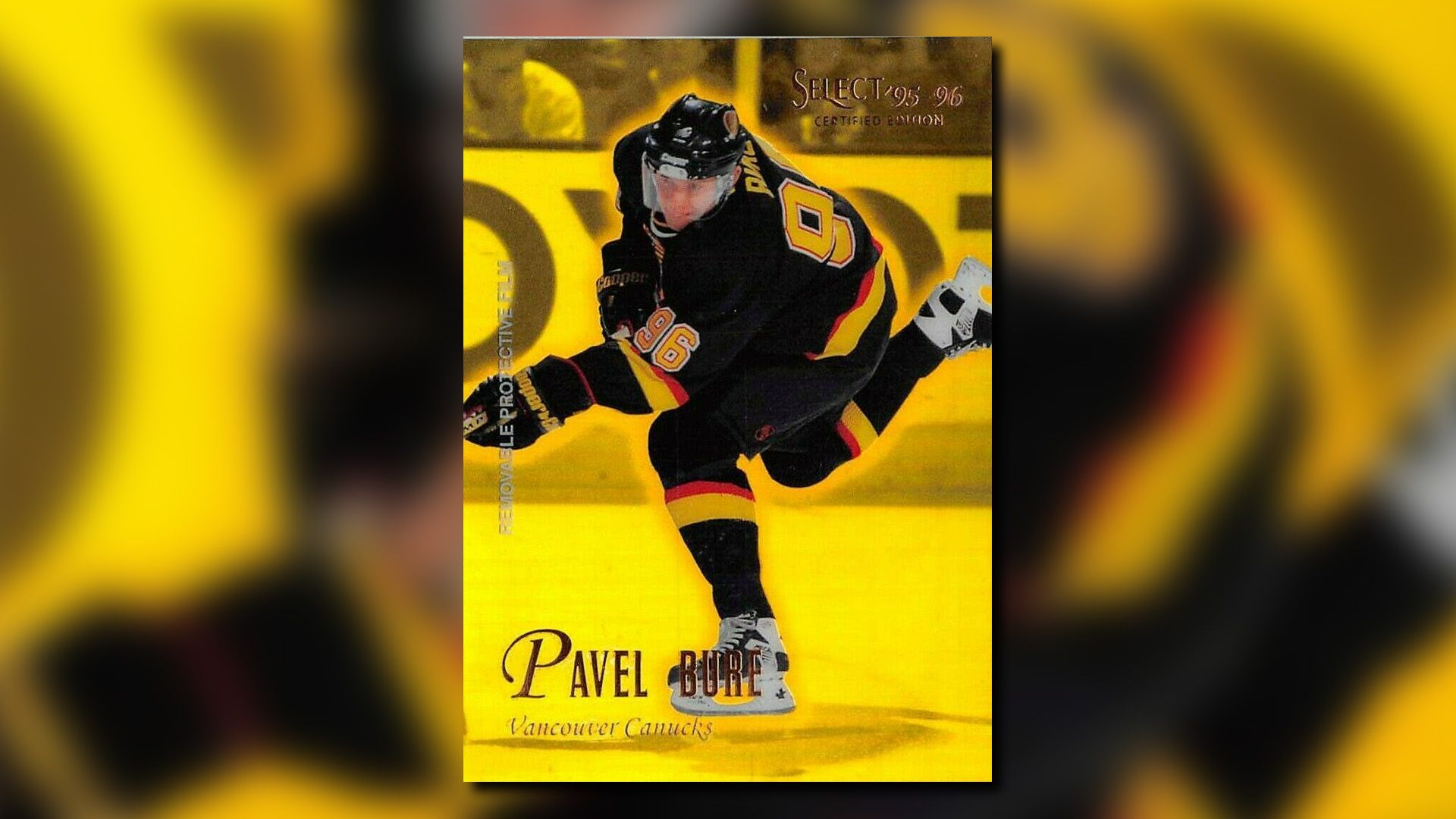 Pavel Bure [Mirror Gold] #16 hockey card from 1995 Select Certified set.