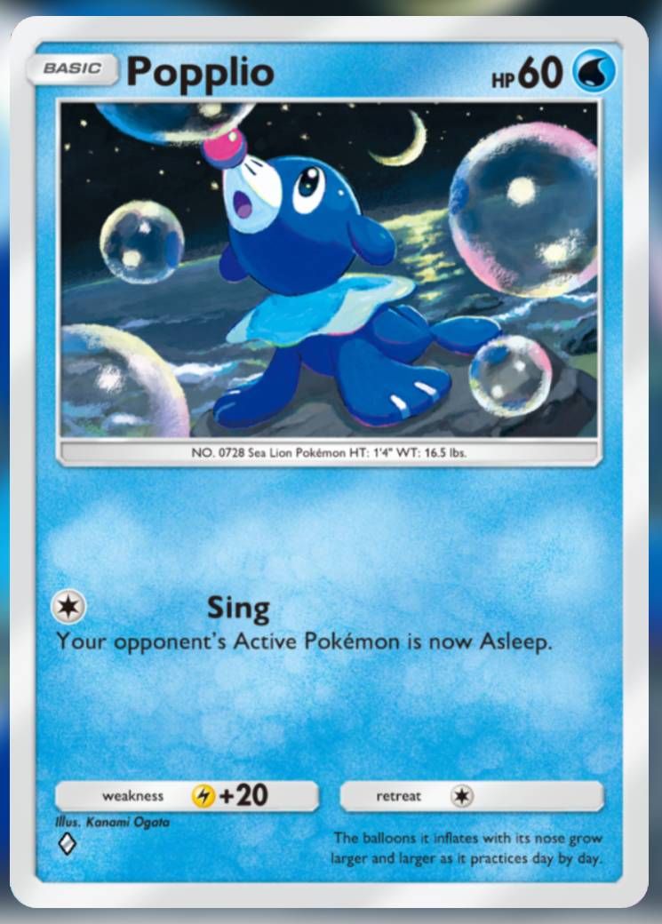 The Popplio card, from Celestial Guardians in Pokemon TCG Pocket.