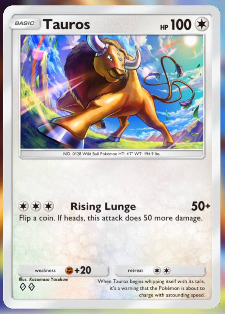 The Tauros card, from Celestial Guardians in Pokemon TCG Pocket.