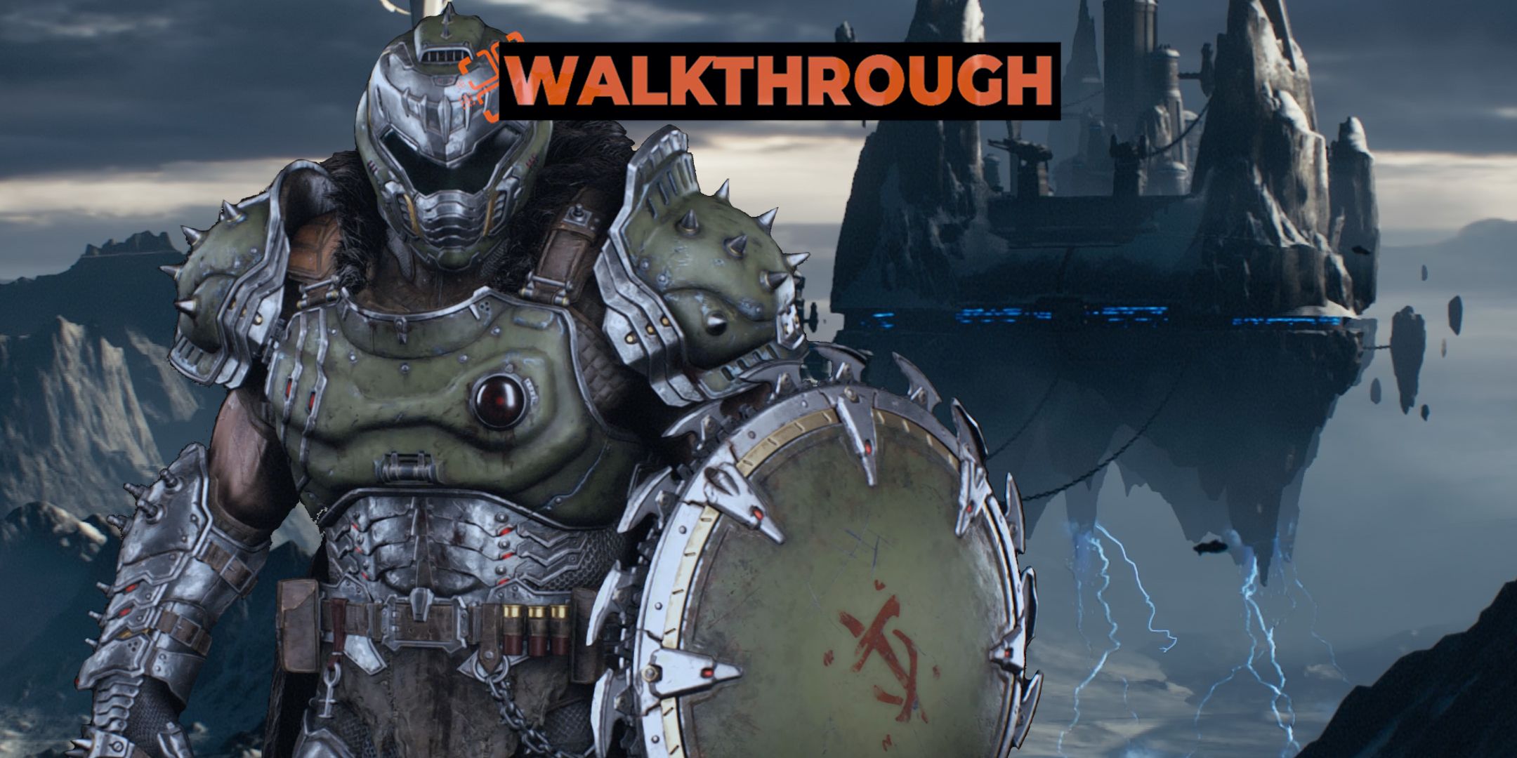 The Doom Slayer standing in front of the The Sentinel Command Station of Doom The Dark Ages.