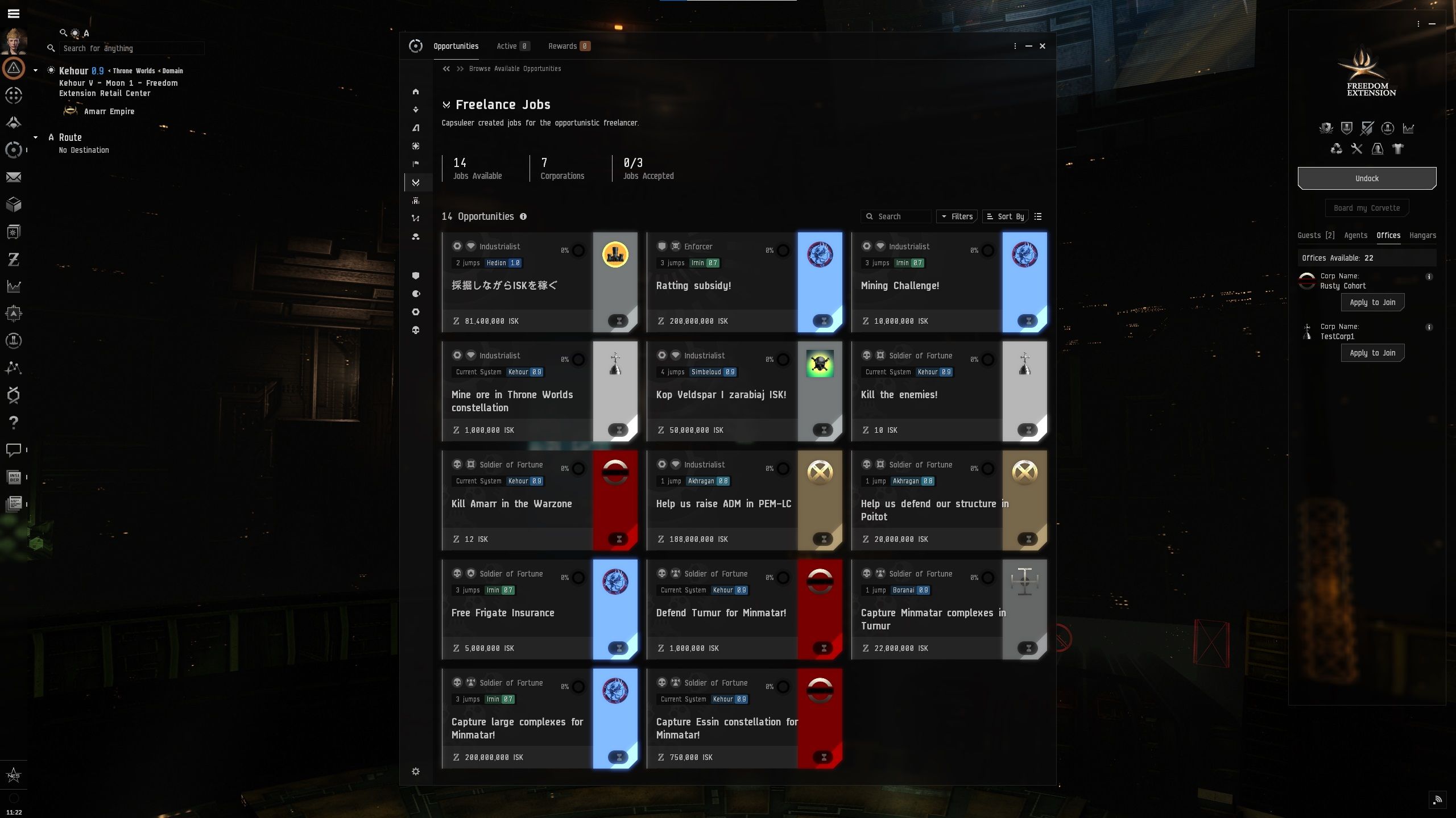 The freelance job board in Eve Online's Legion expansion.