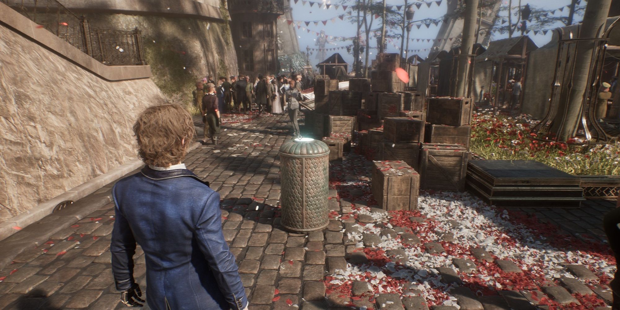 A glowing trash can in Clair Obscur.