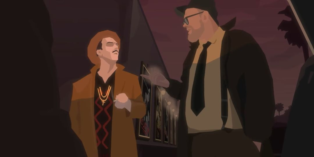 Two men chat while threatening another.