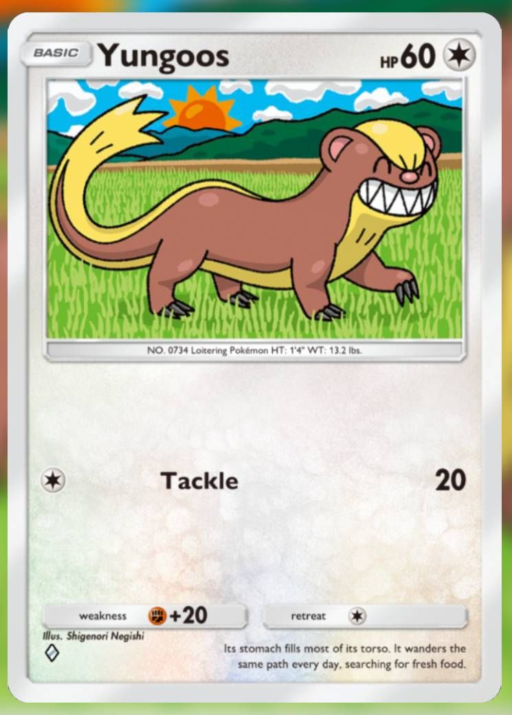The Yungoos card, from Celestial Guardians in Pokemon TCG Pocket.