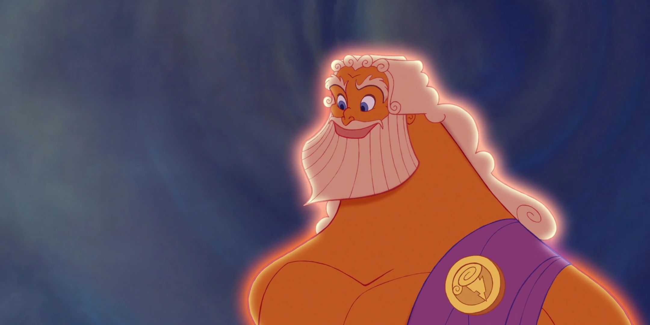 Zeus looking to the left of the screen in Hercules.