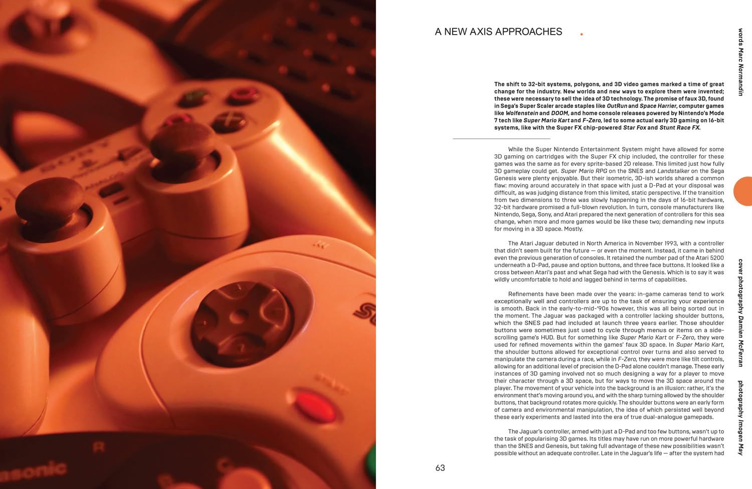 A spread from Joysticks to Hapsticks with a PS1 controller on the left and text on the right.