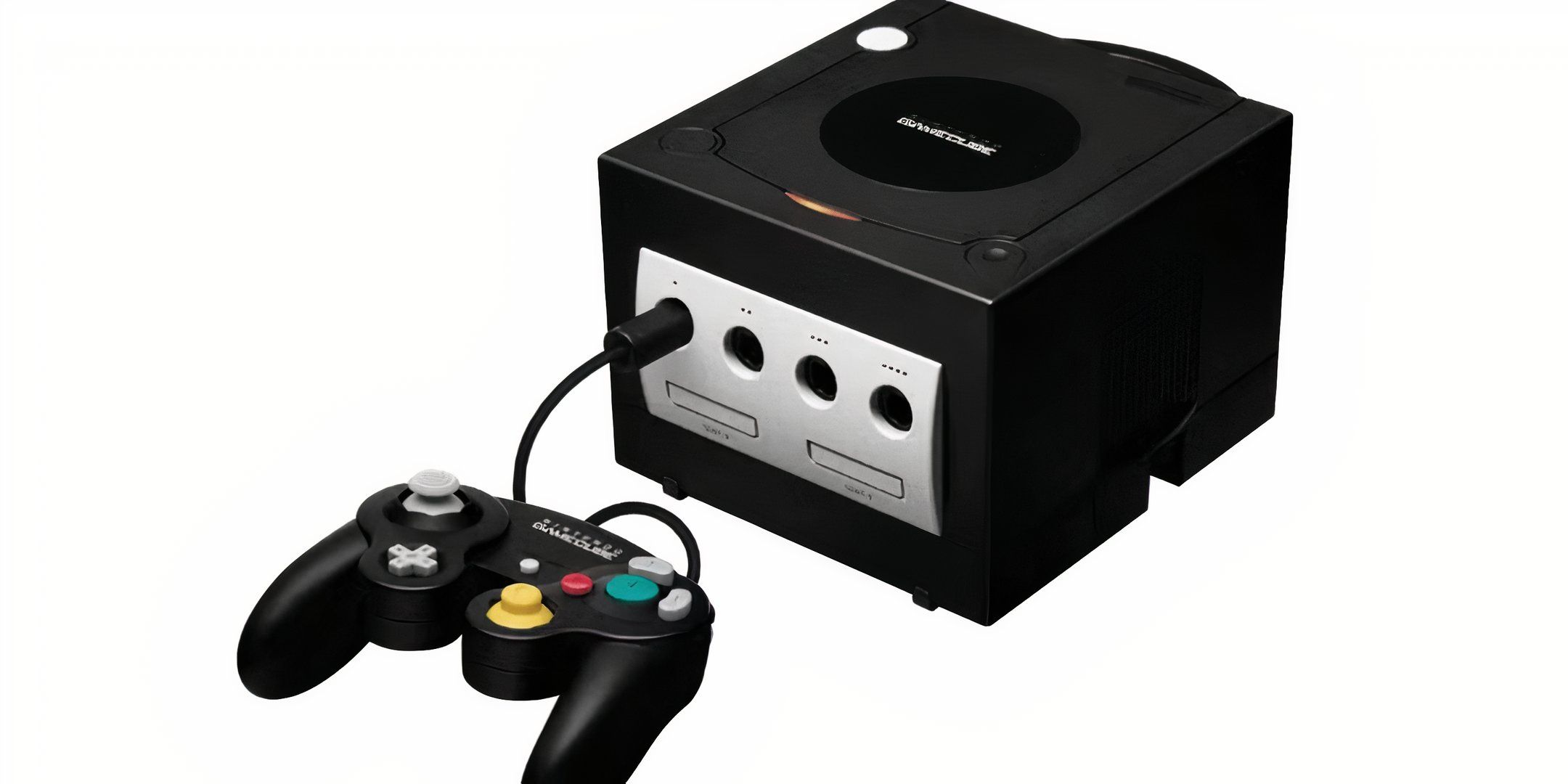 Black gamecube and controller.