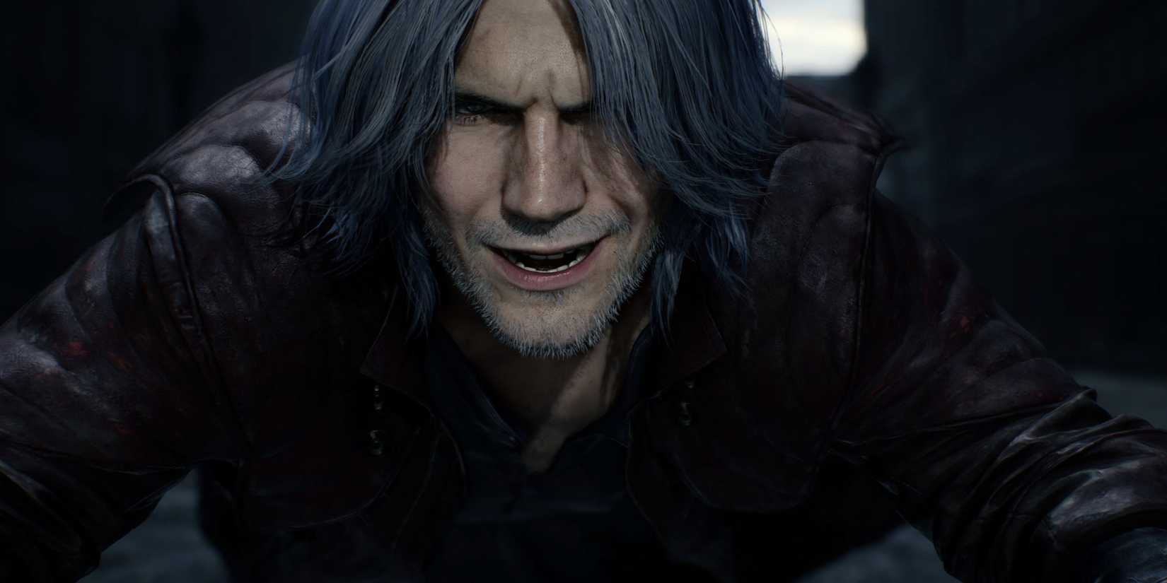 Dante from Devil May Cry 5 riding his motorcycle.