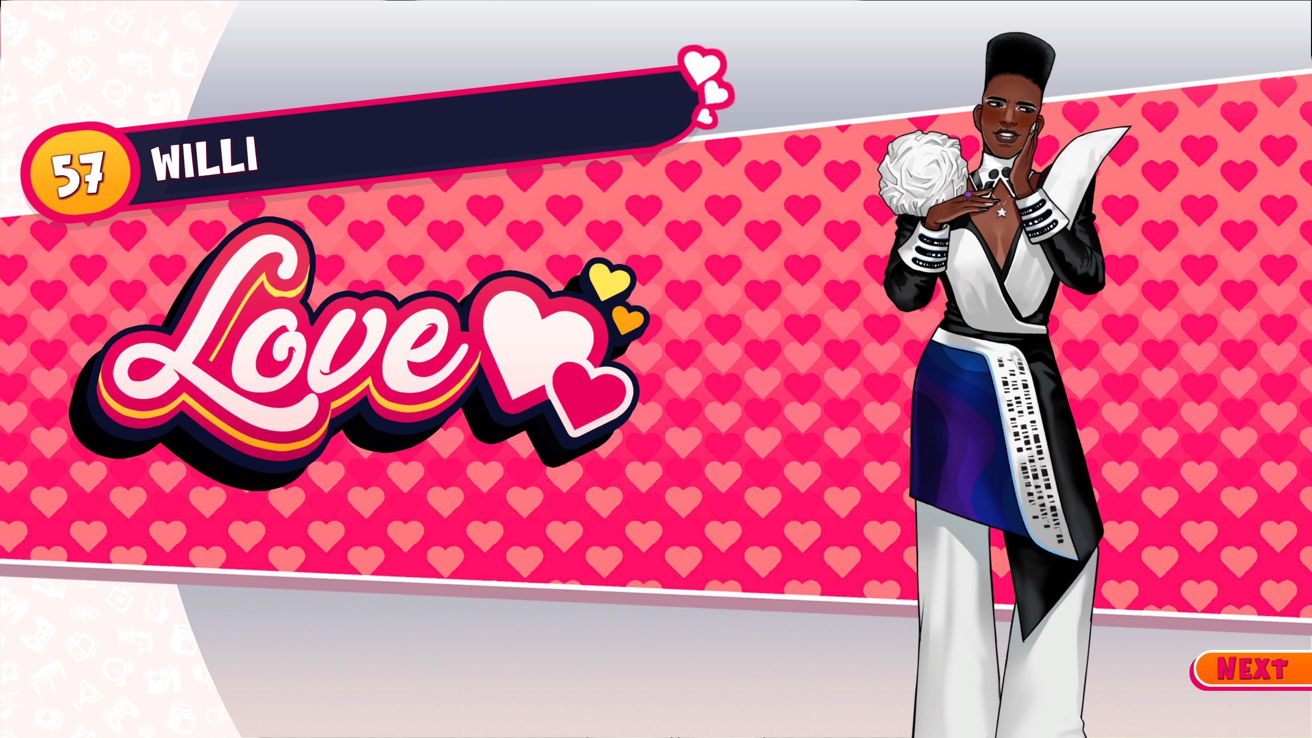 Willi's Love banner in Date Everything!