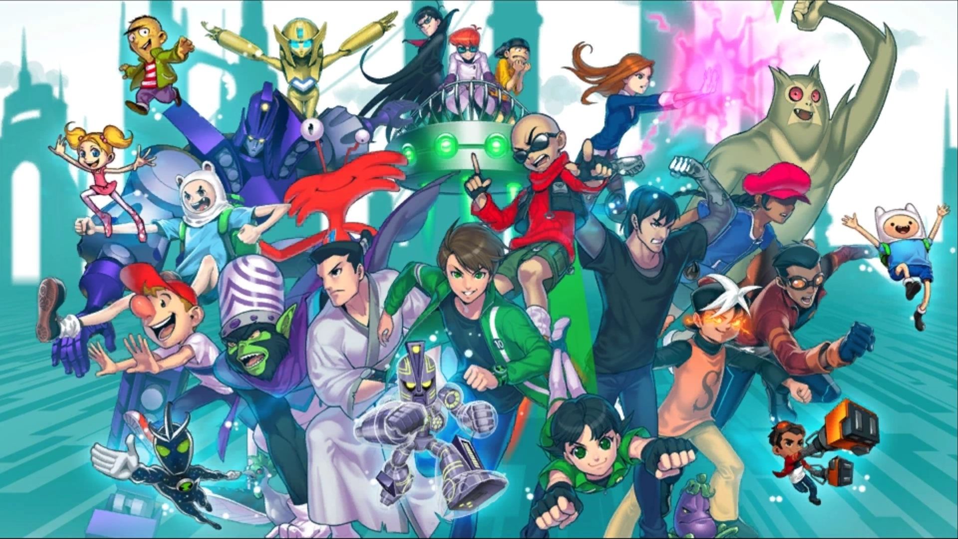 The key art shows the main cast of the characters in Fusionfall.