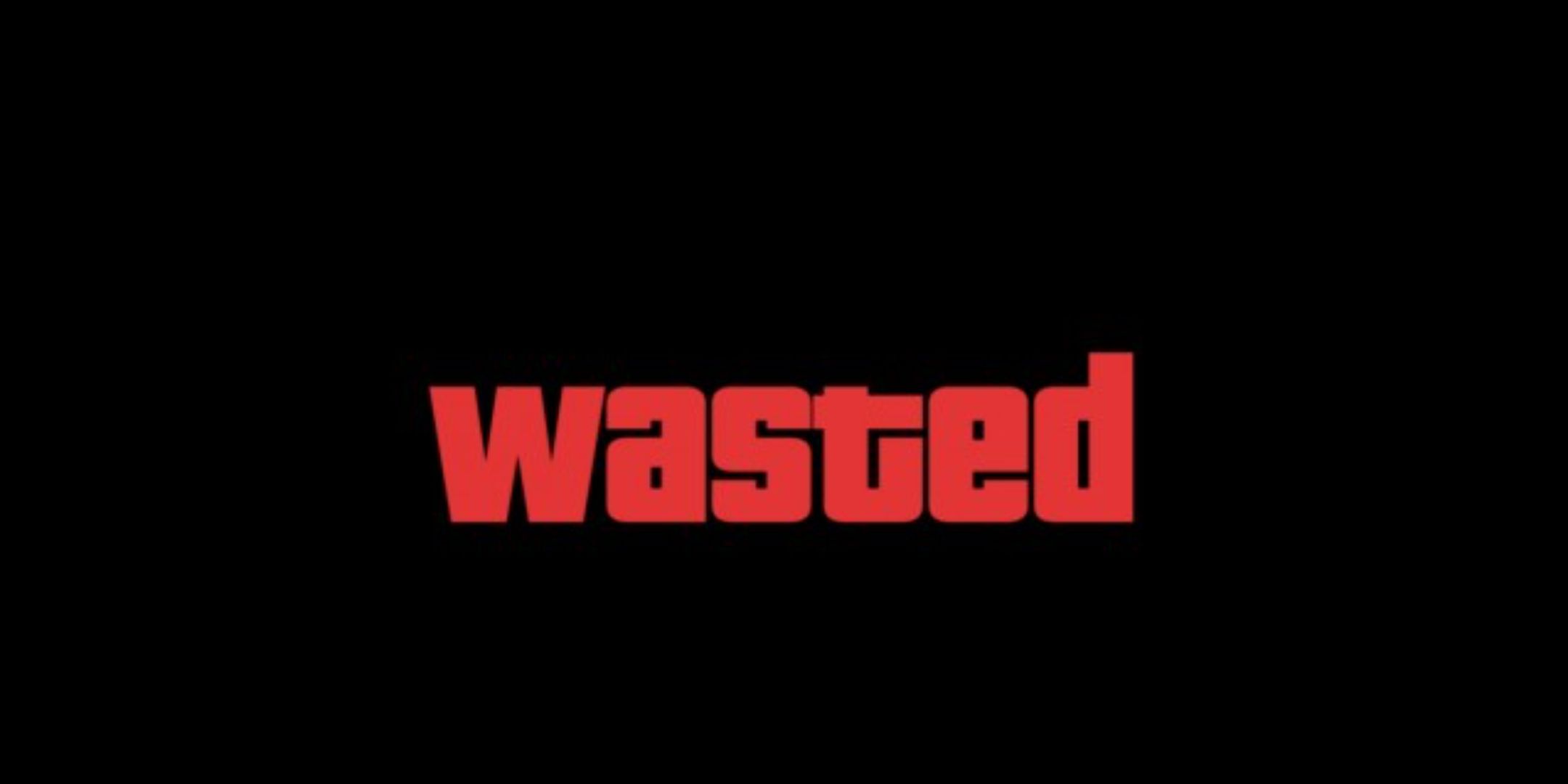 The word wasted in red on a black background from GTA 5.