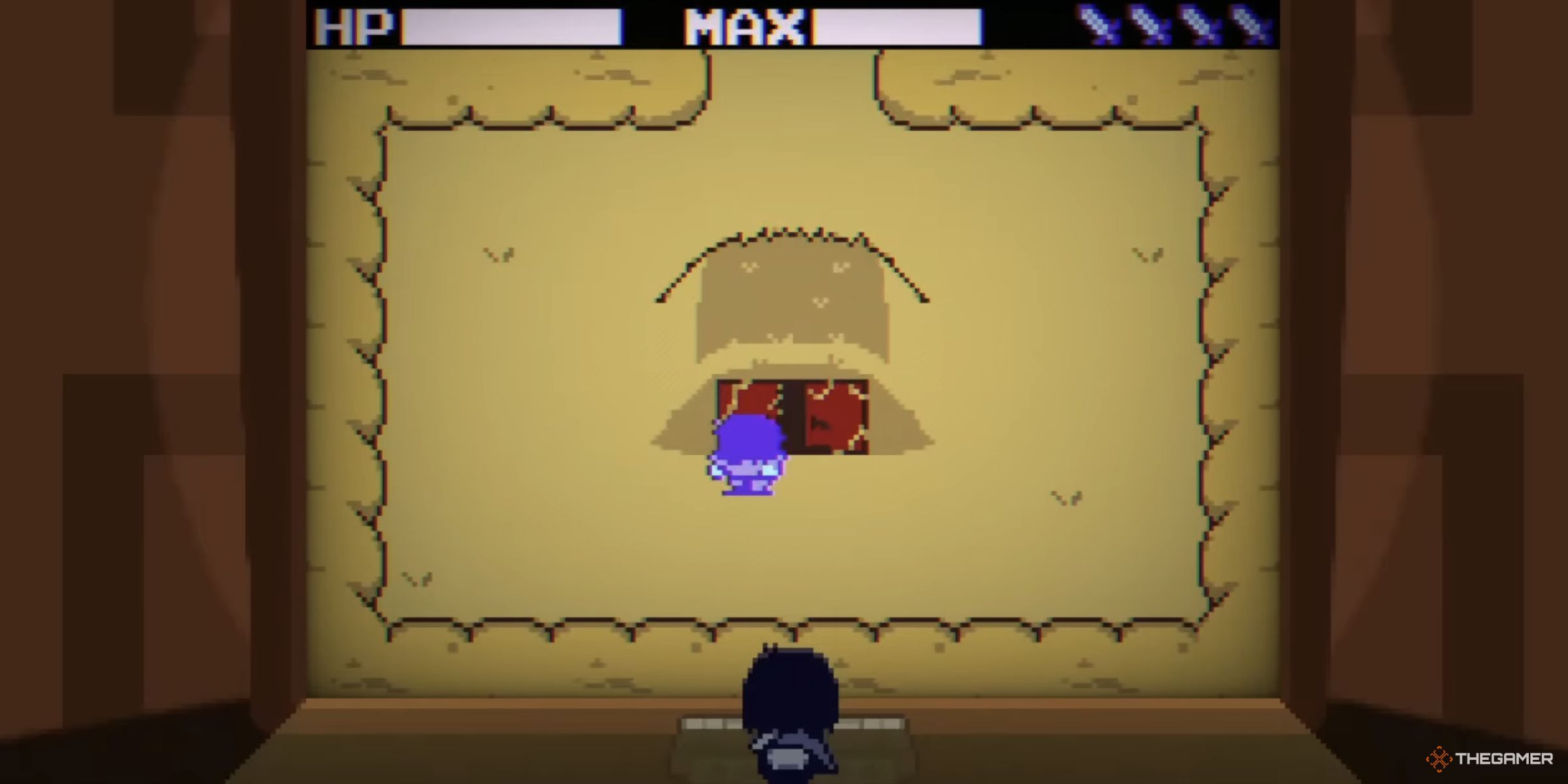 Kris playing on the Odd Console entering the bunker in Deltarune Chapter 3.