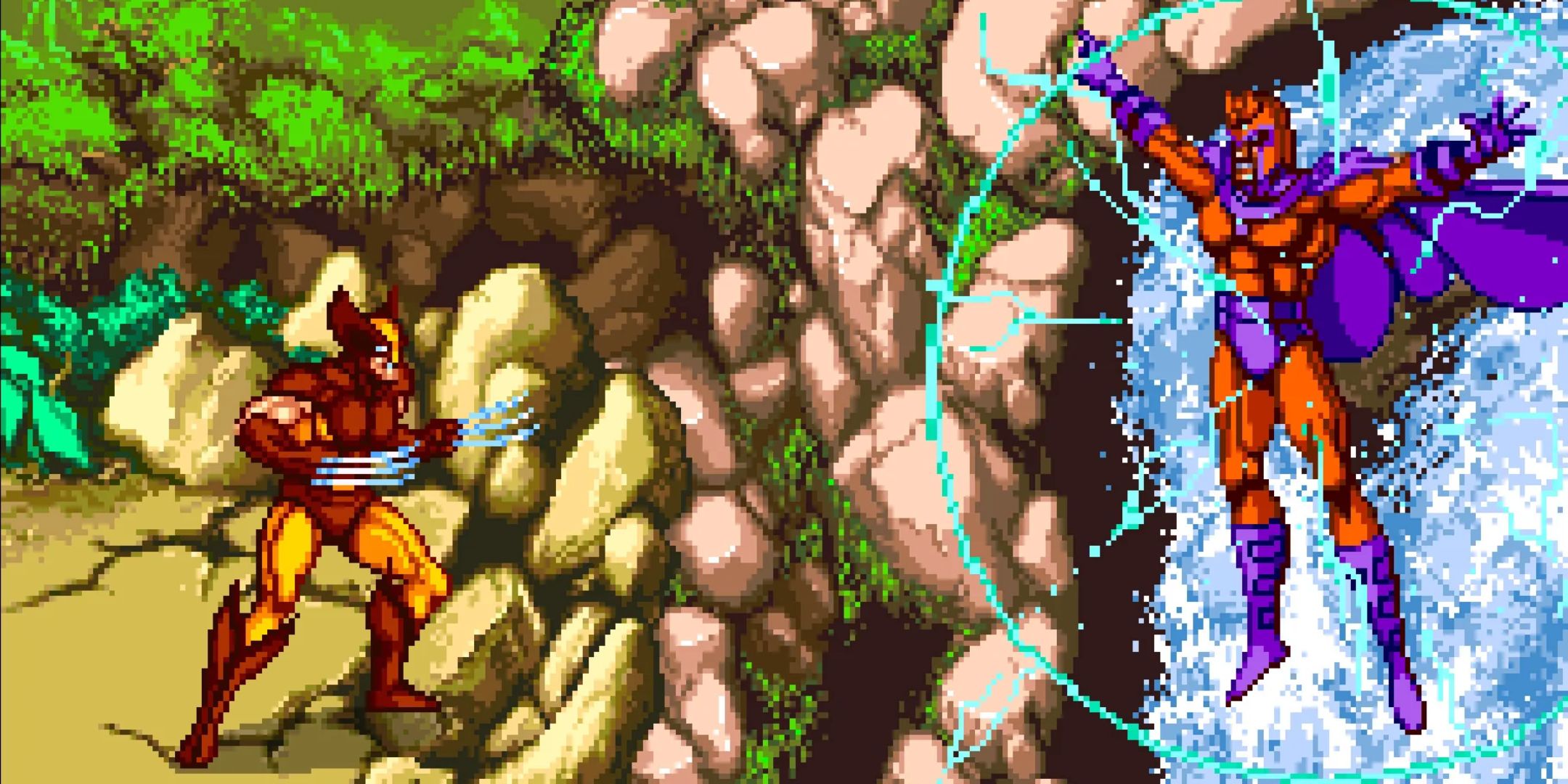 Magneto looking at Wolverine in the X-Men Arcade Game.