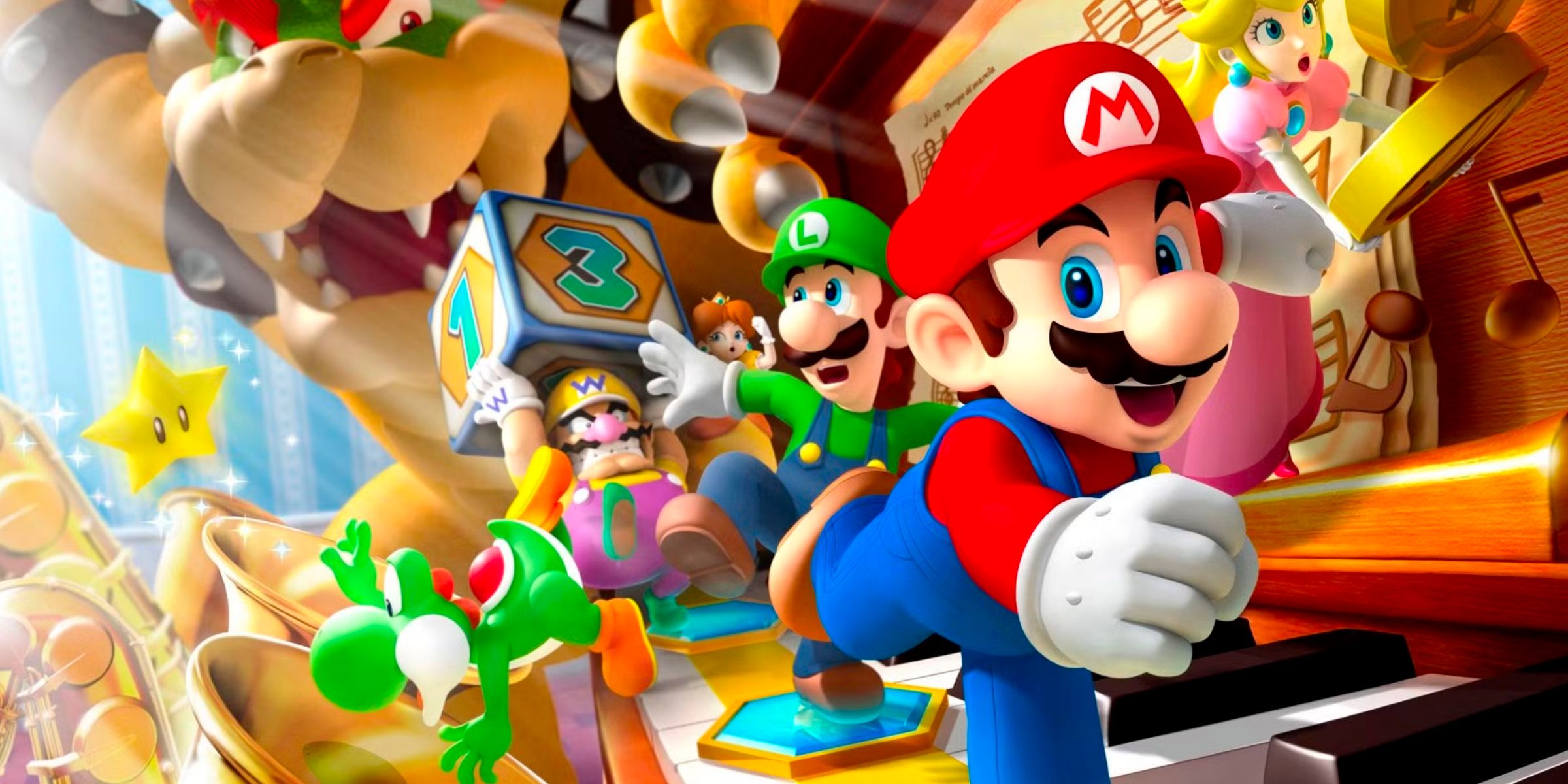 Mario, Lyjo, Unclear and War and War and War and War and War and War and War and War and War and War and the main art of Maruo Party, the Music Room Board is broken on board.