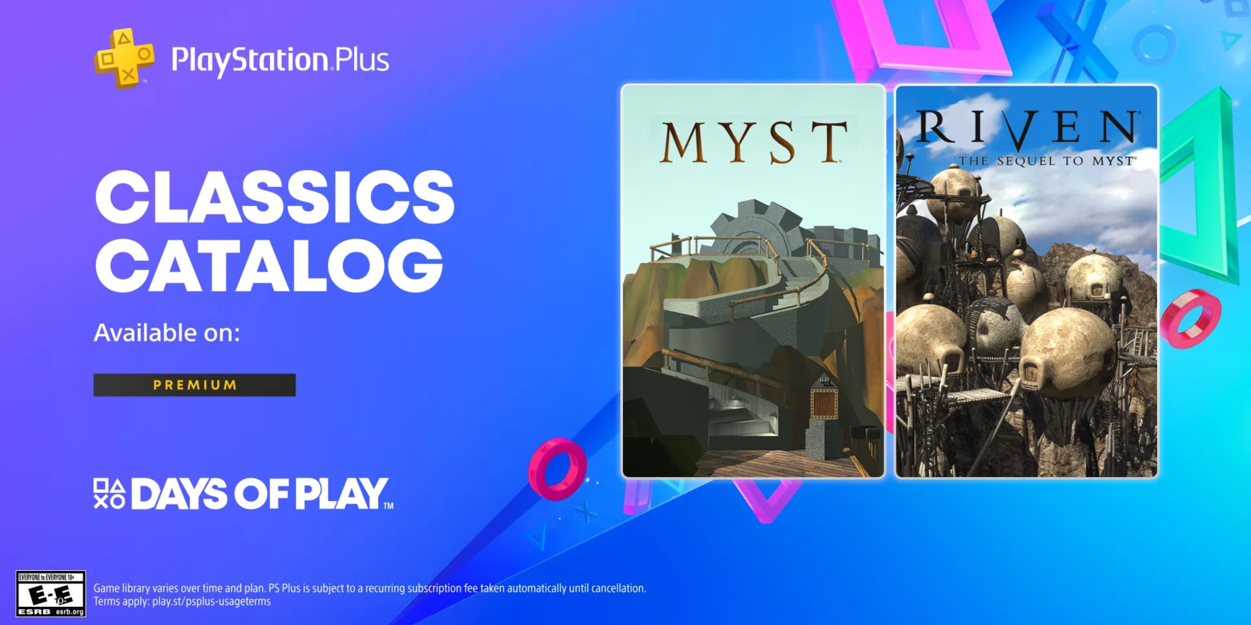 myst and riven on ps plus premium days of play catalog.