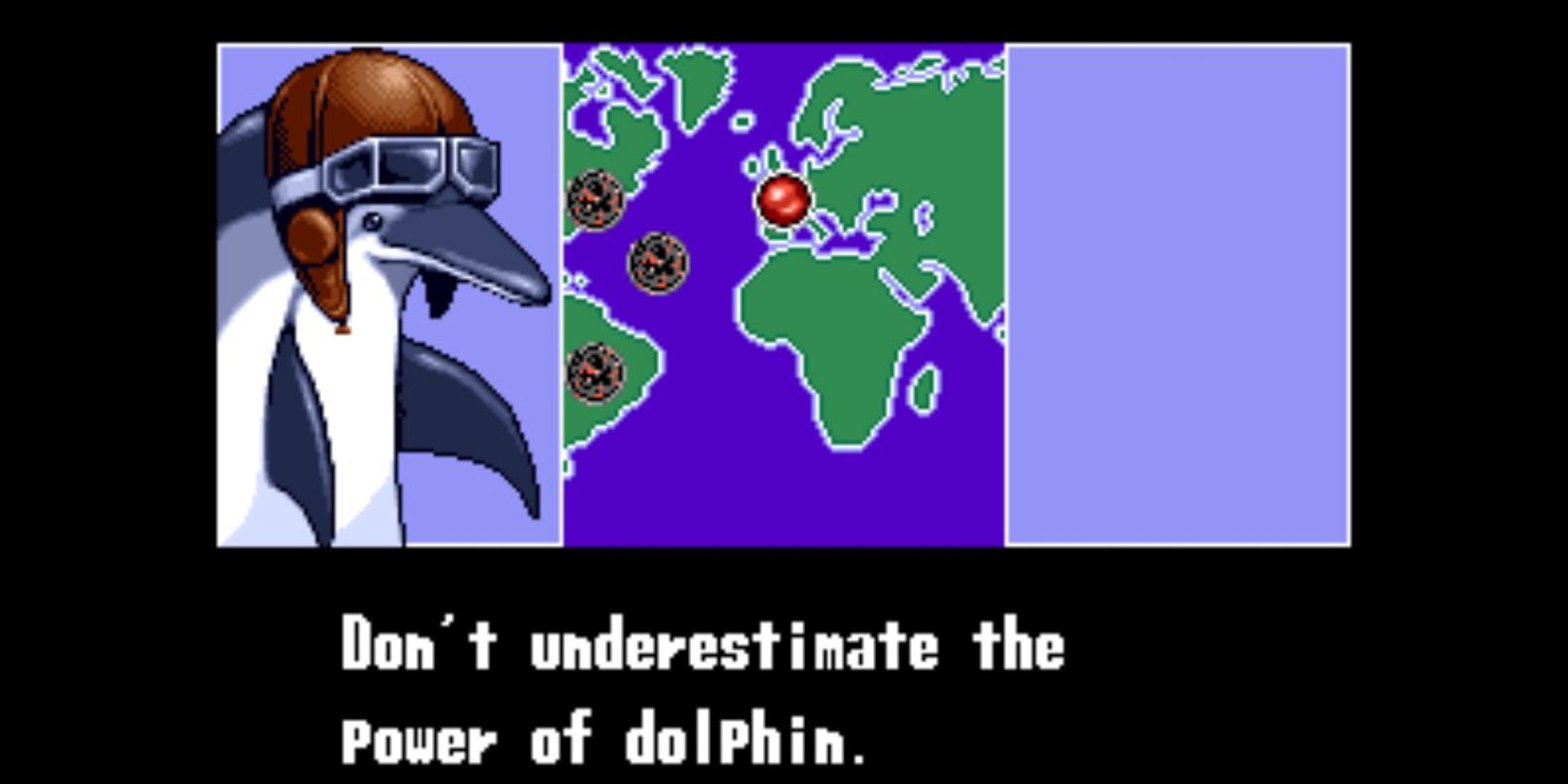 Spanky's don't underestimate the power of dolphin line in Aero Fighters 2.
