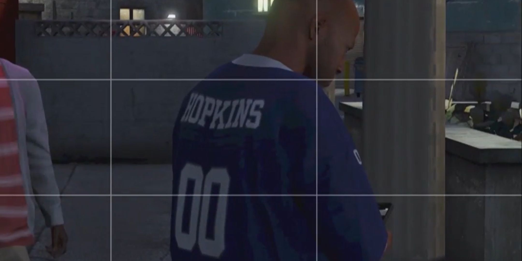 A guy wearing a Hopkins jersey in Grand Theft Auto 5.