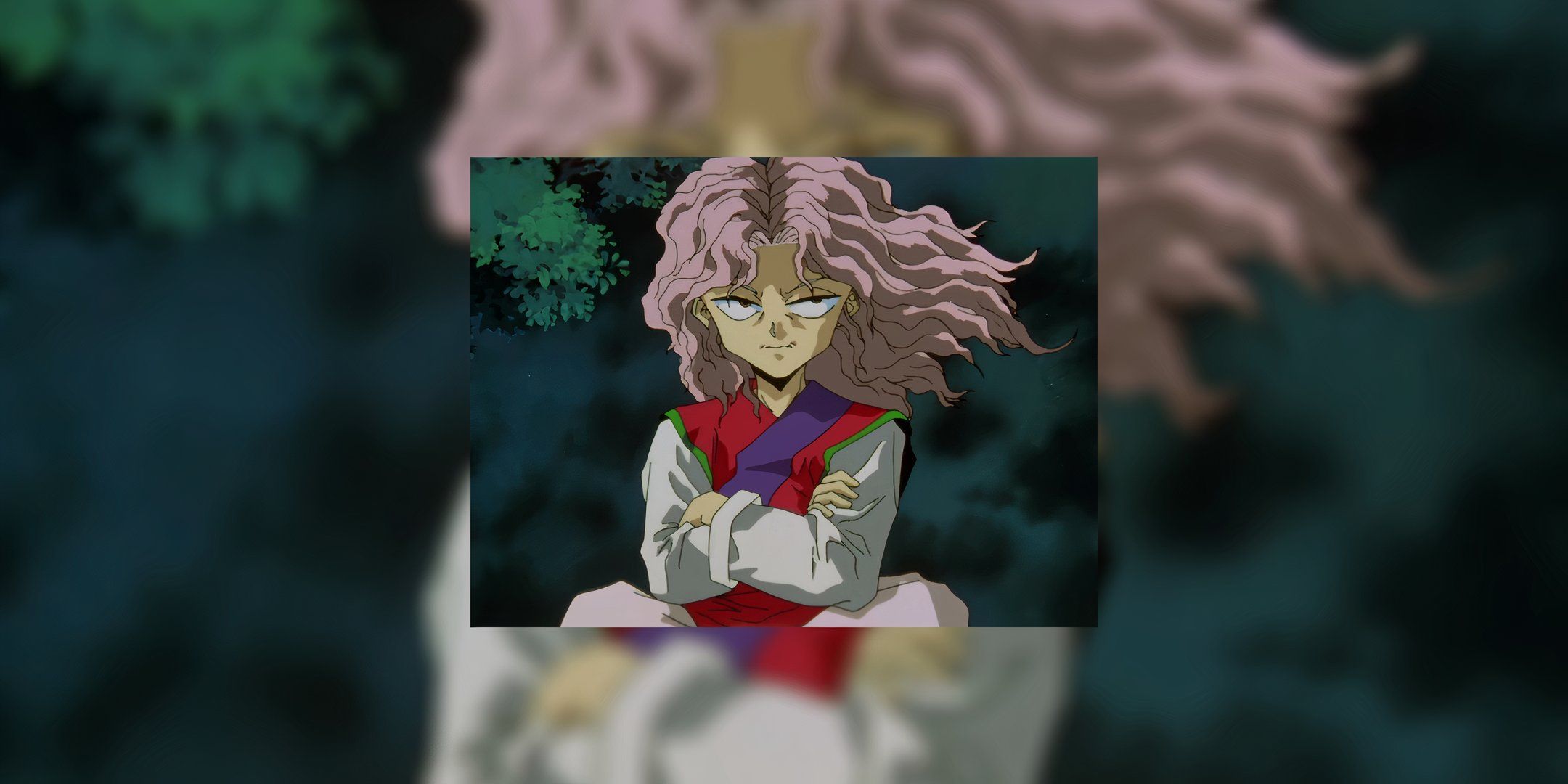 Genkai's hair flows in the wind of Yu Yu hakusho.
