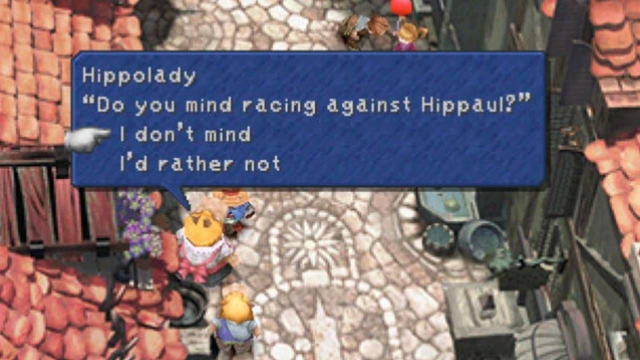 Hippolady asks Vivi to race Hippaul in Alexandria in Final Fantasy 9.