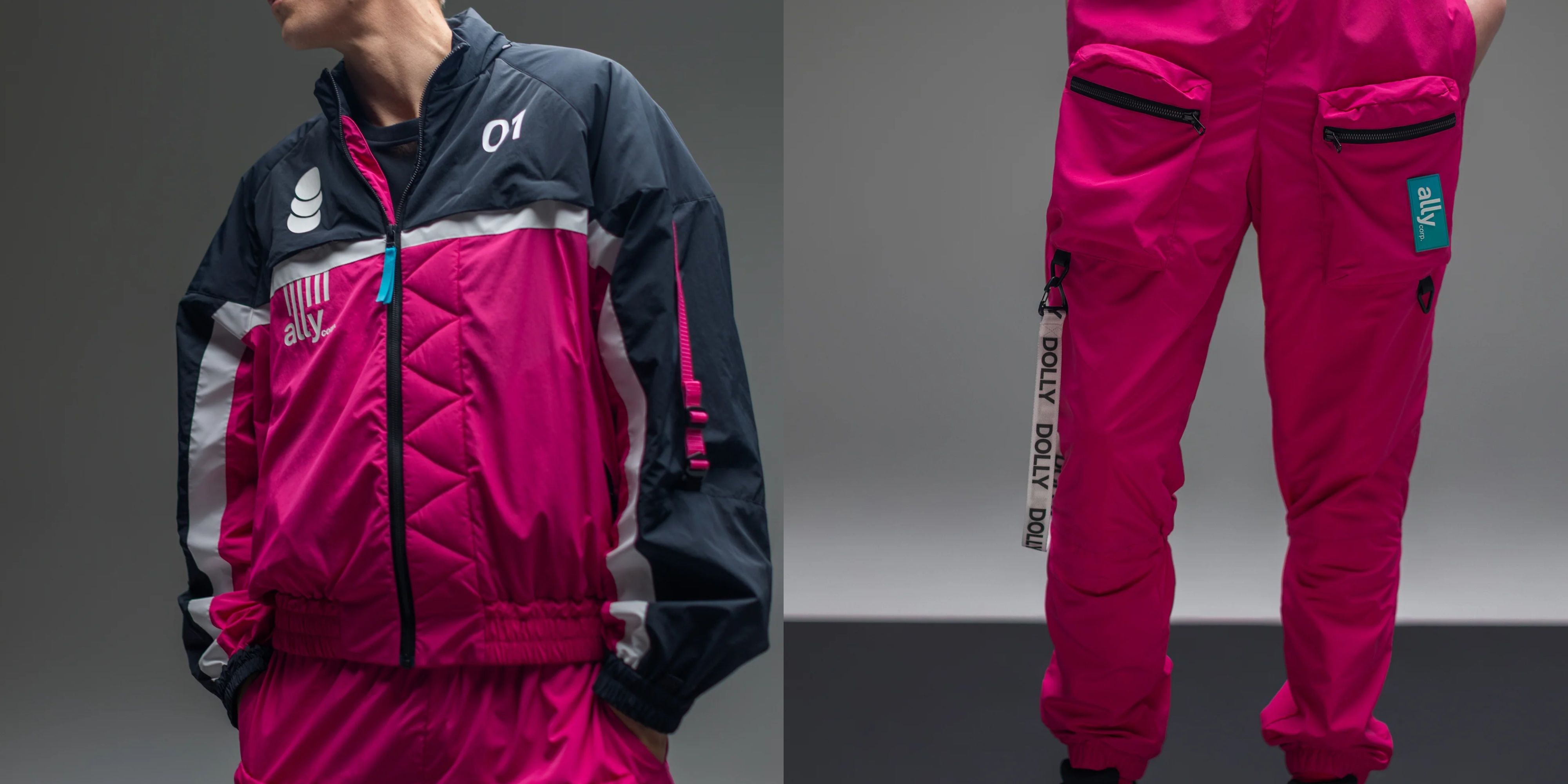 Someone who wears an Ally Corp jacket from changes and someone else wears pants.