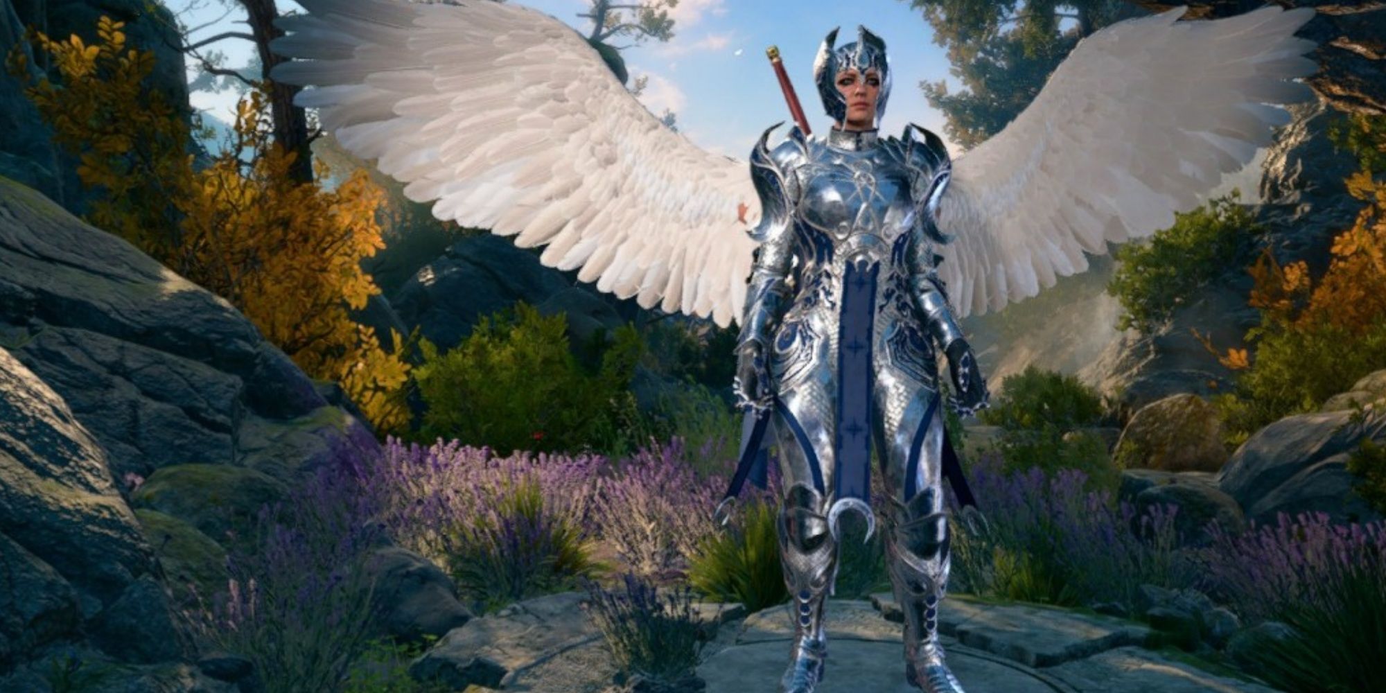 Baldur's Gate 3 character in Dame Aylin's armor set.
