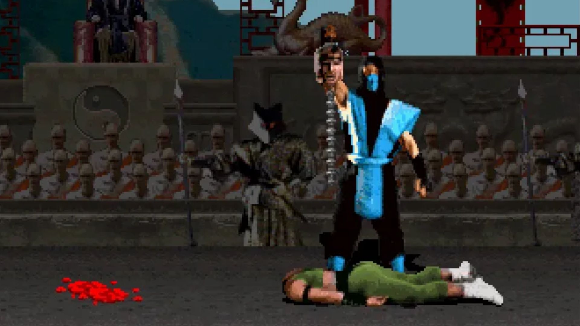 Sub Zero ripping off the head, and spine, of Sonya Blade in Mortal Kombat.