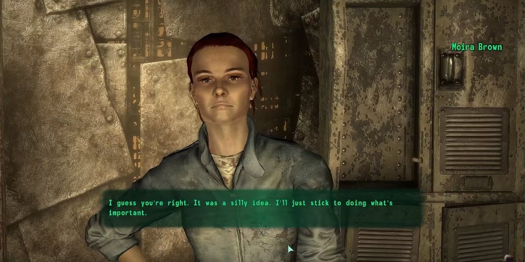 Player refusing to help Moira in Fallout 3.