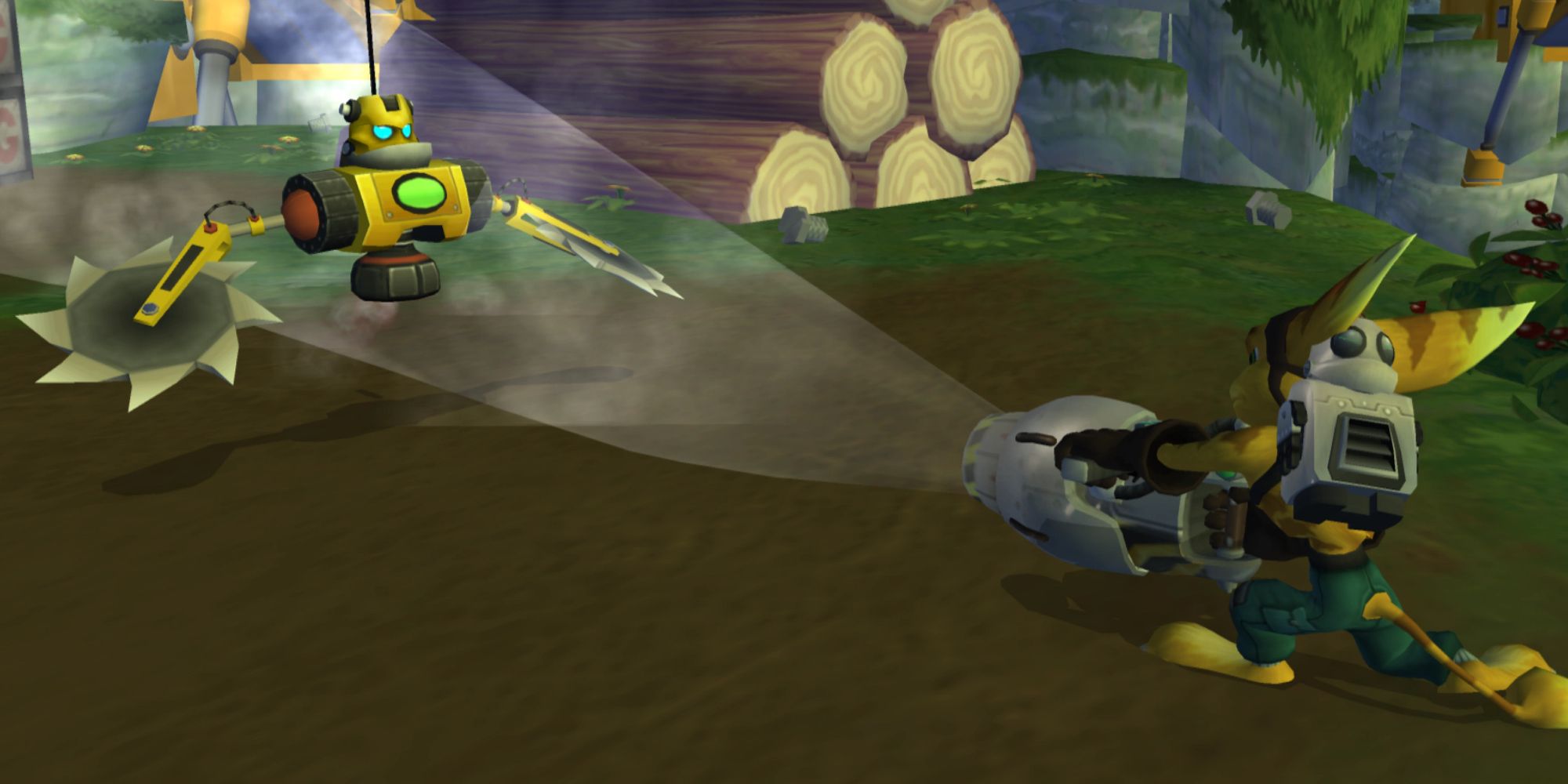 Ratchet uses sucking to the enemy in Ratchet & Clank.