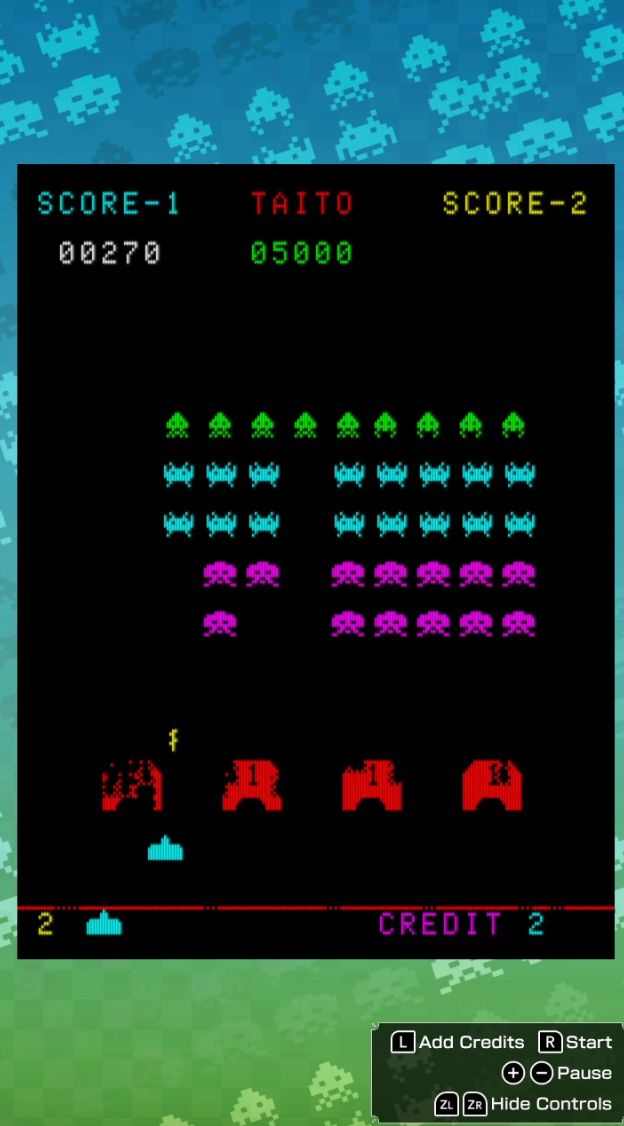 Space attackers playing in Tate 2 in Switch 2.