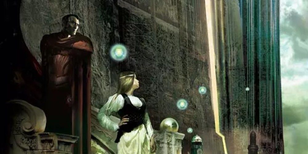 The cover art for Elantris, showing Sarene and Hrathen.