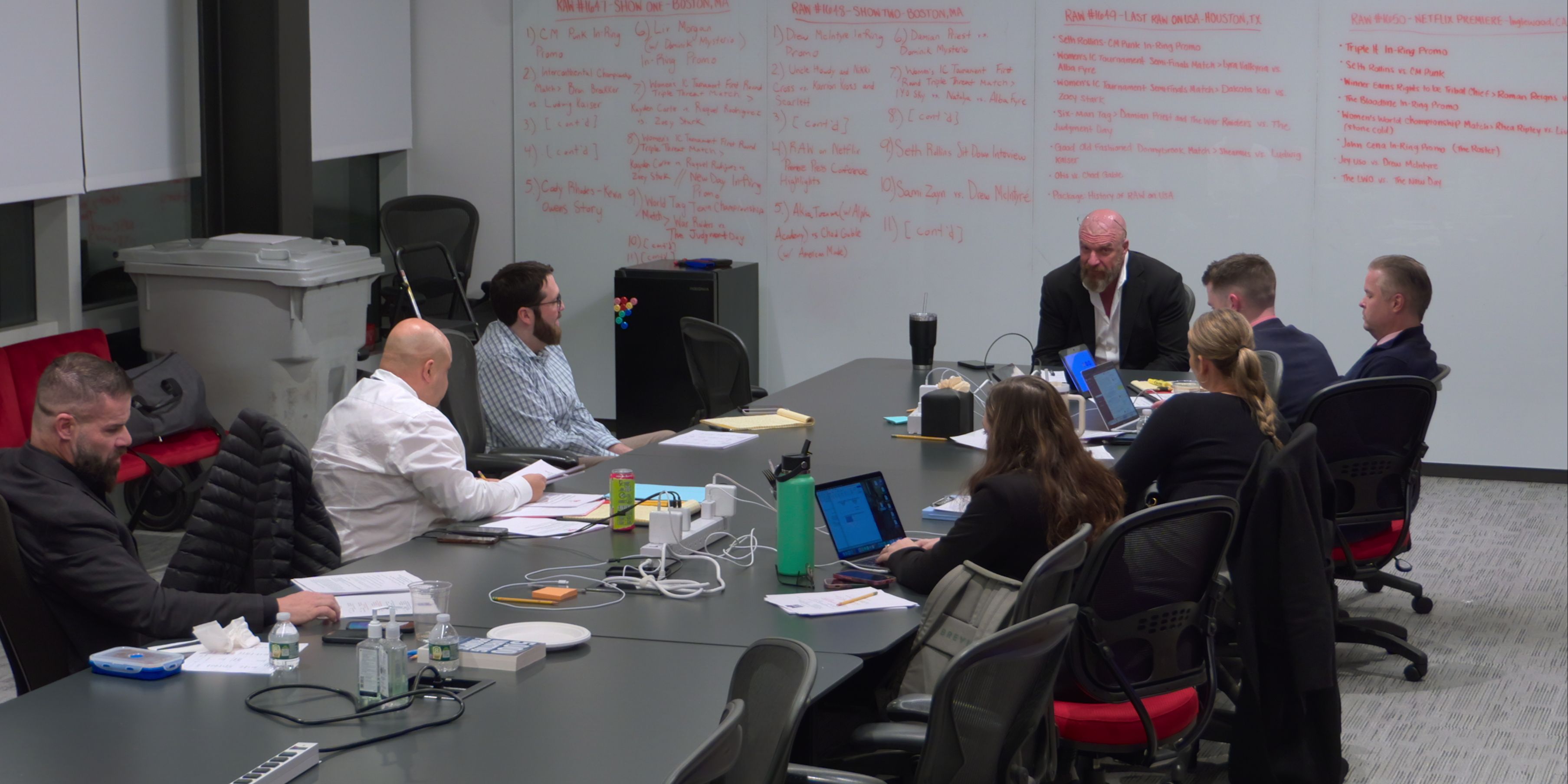 The WWE writer's room in WWE Unreal