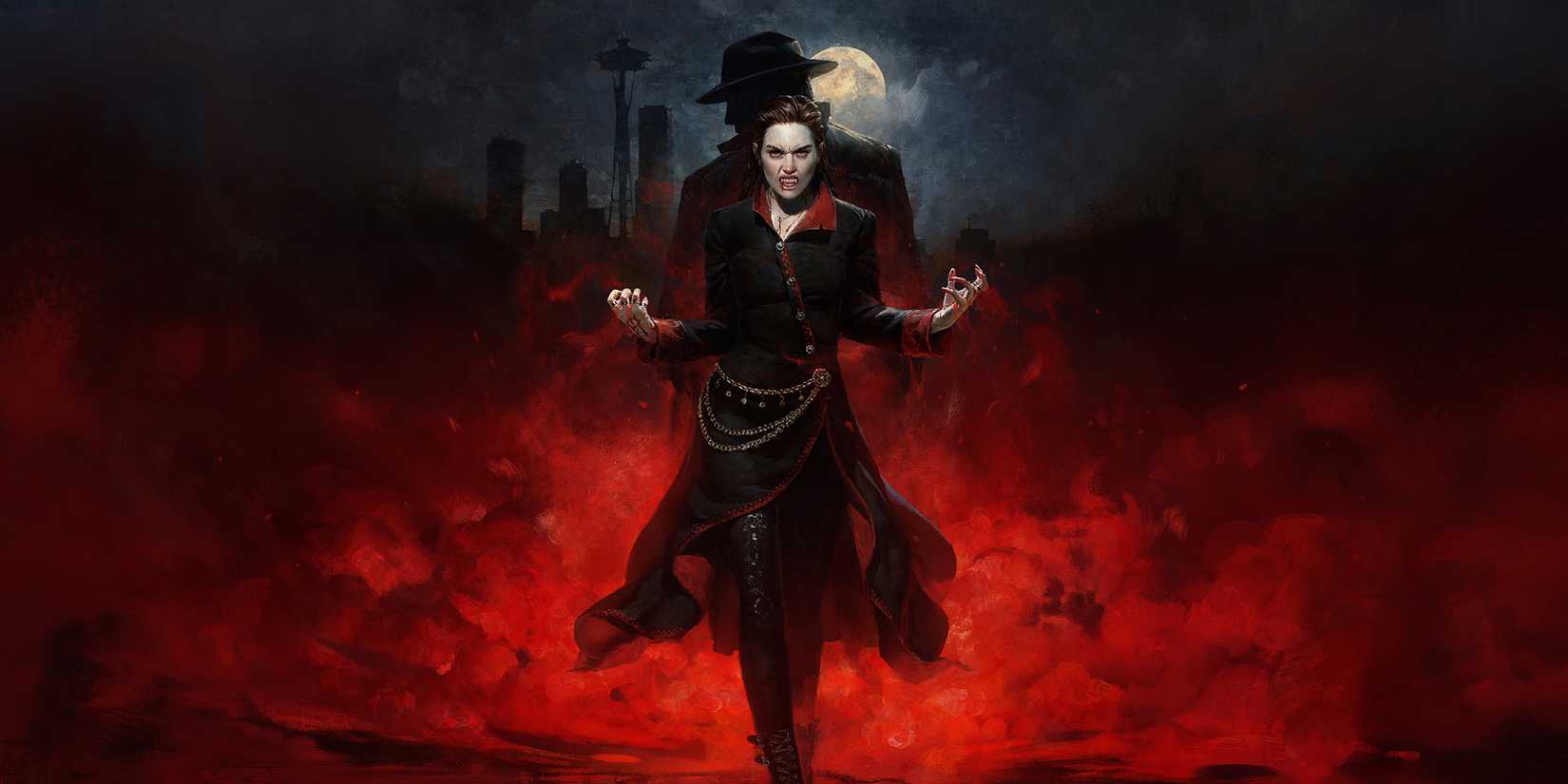 A vampire goes out from a red fog in vampire masquerade blood lines 2.