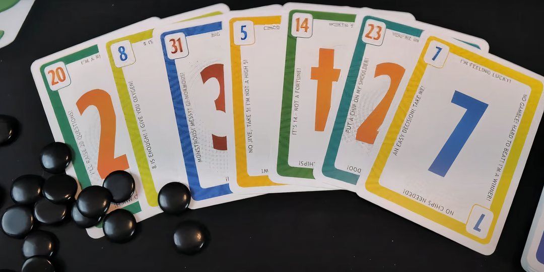 The example of the hand sits on the table from the board game without thanks.