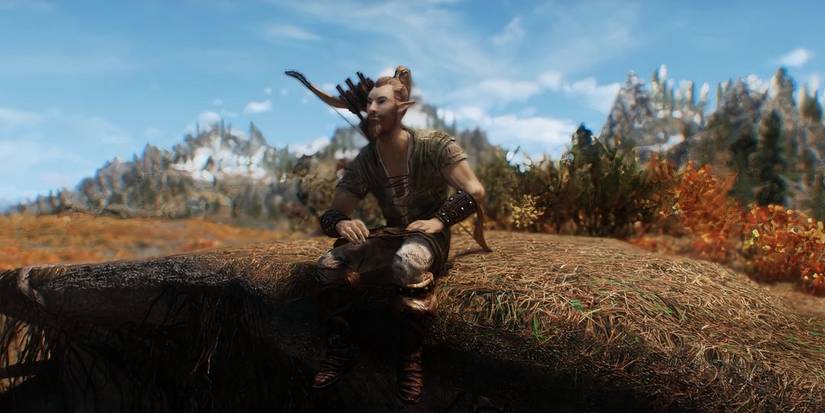 Anoriath with a bow in Skyrim.