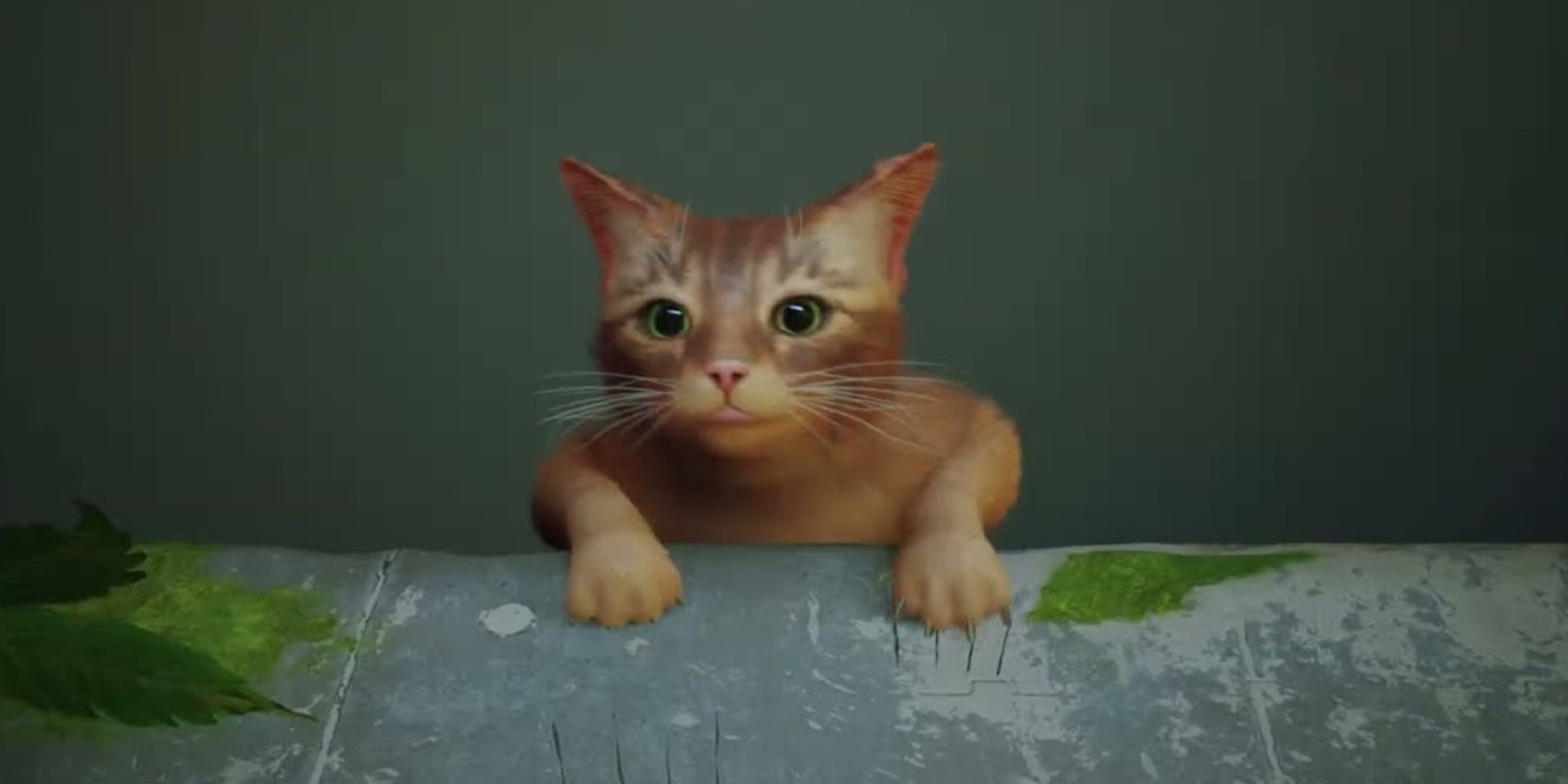 Cat from Stray trying to hold on.