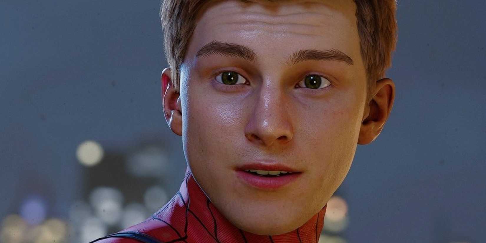 Close up of Peter Parker in Marvel's Spider-Man Miles Morales.