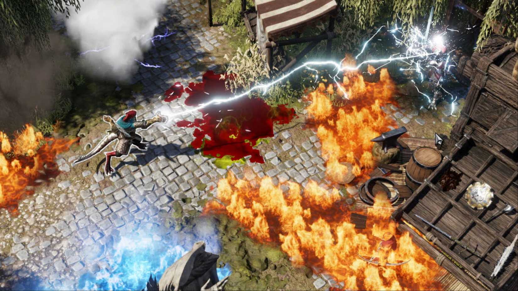 Maintaining a violent lightning spell for a lizard by a lizard.