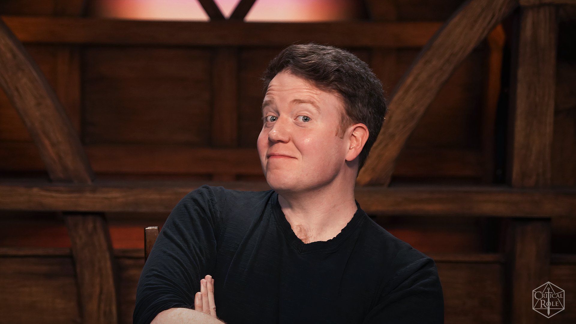 Brennan Lee Mulligan at the Critical Role table.