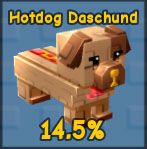 Hot Dog Daschund Pet in Roblox pushes a garden.